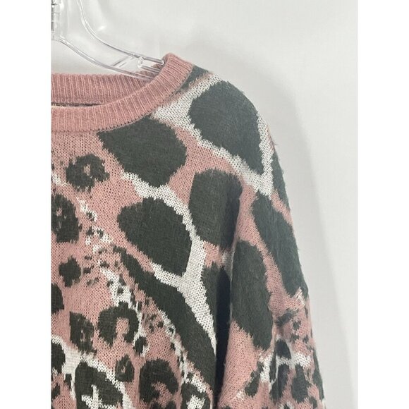 Elan Boho Grunge Animal Print Sweater Pink Sz Small - Picture 4 of 7